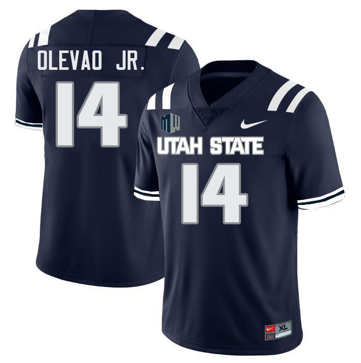 Utah State Aggies #14 Bronson Olevao Jr. College Football Jerseys Stitched Sale-Navy